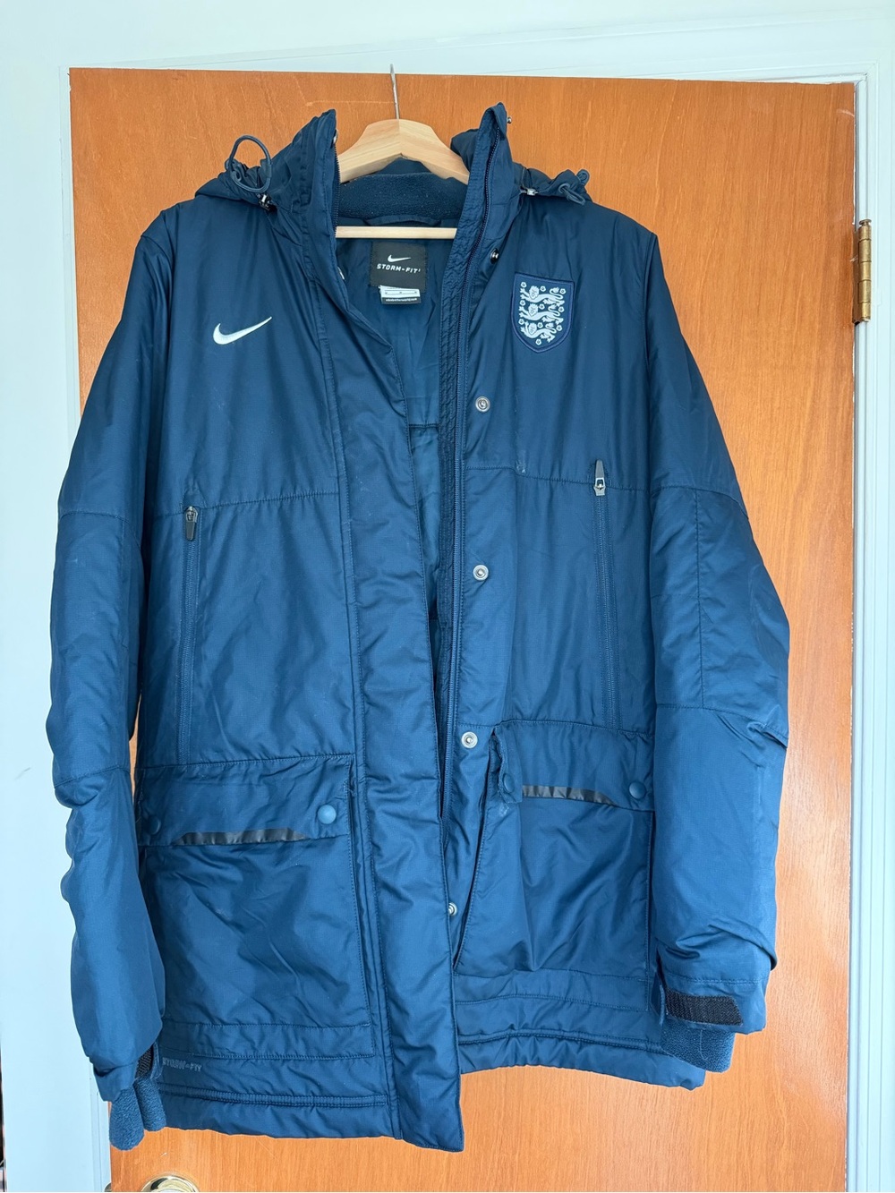 World Cup England Team Nike Puffer Storm-Fit Navy Football Soccer hooded coat m